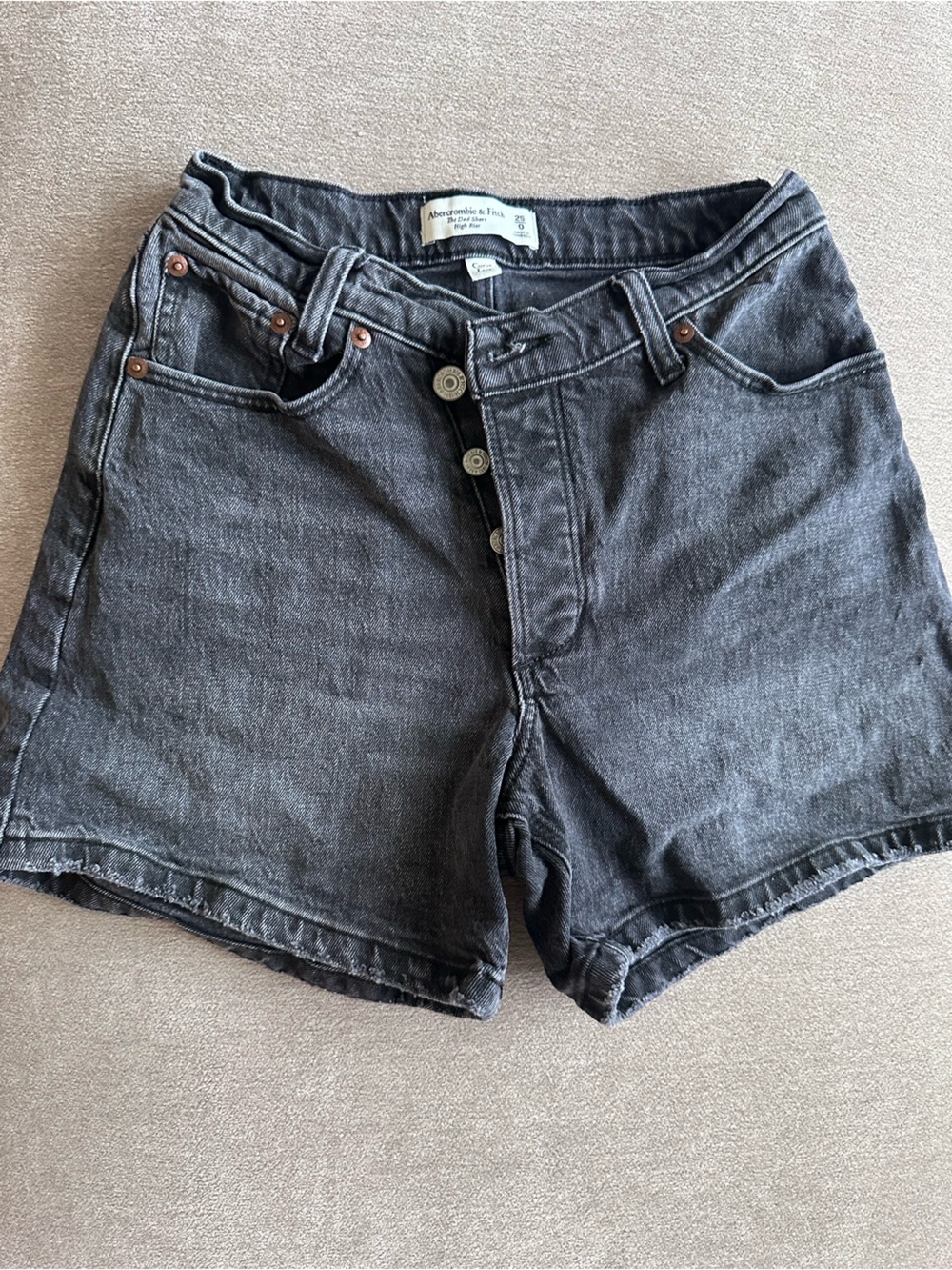 Abercrombie & Fitch Black Wide-Leg Button-Fly Jeans